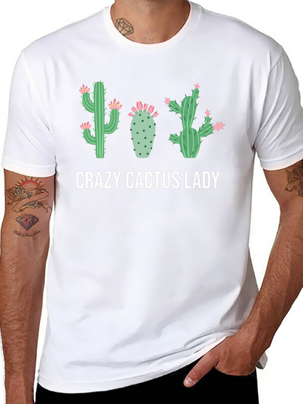 Crazy Cactus Lady Black Graphic Tee