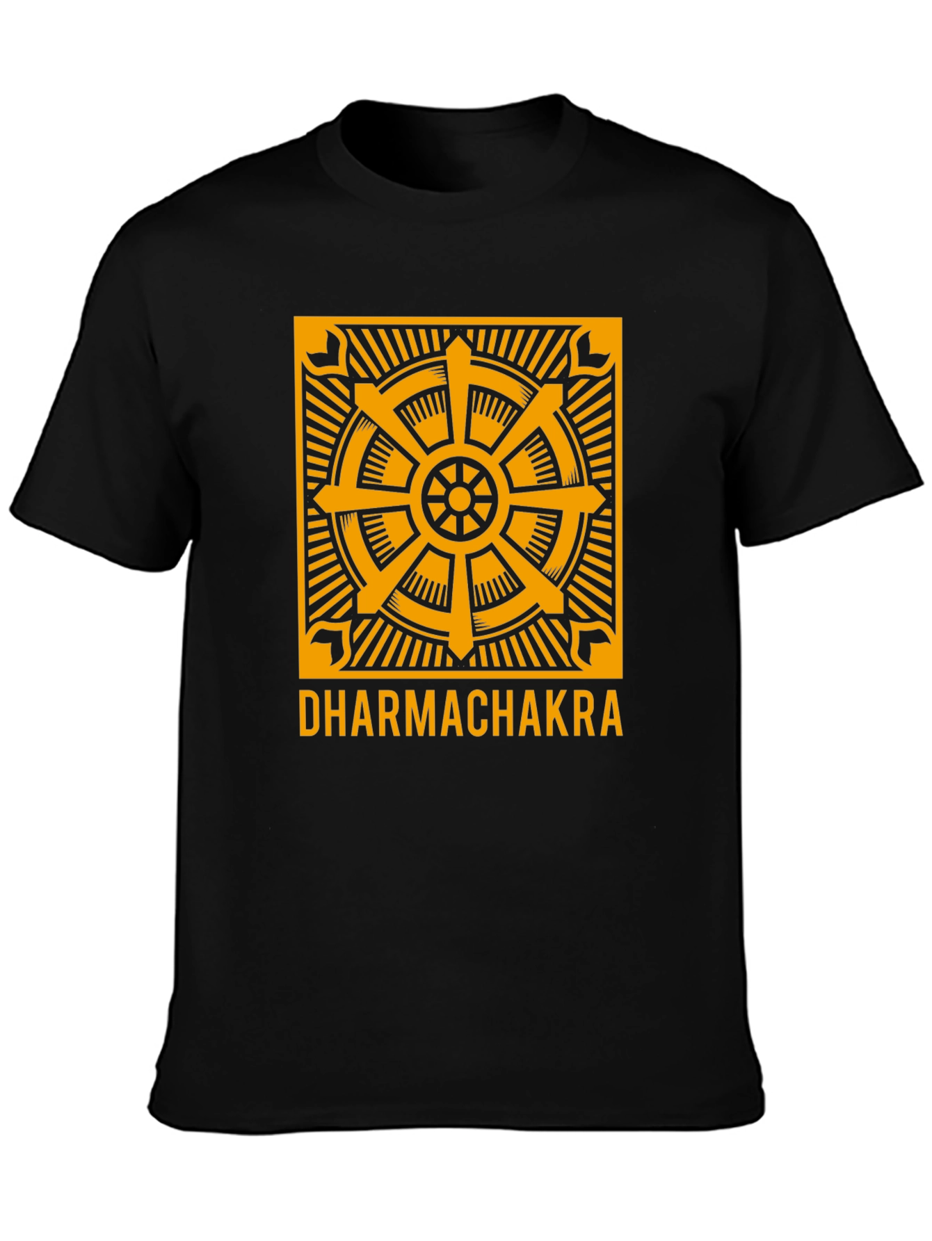 Dharmachakra Wheel Graphic Tee - Black Cotton T-Shirt