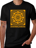 Dharmachakra Wheel Graphic Tee - Black Cotton T-Shirt