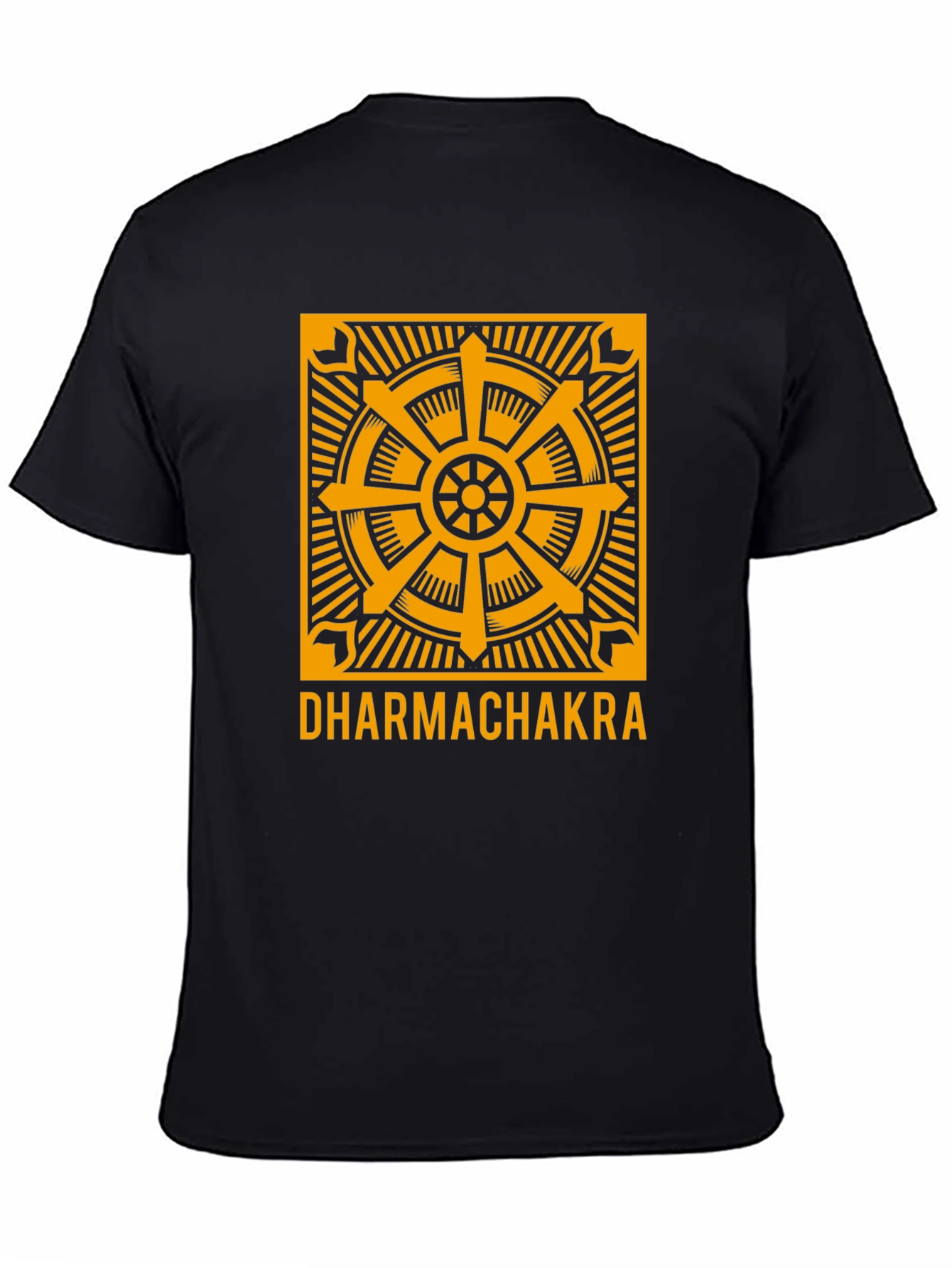 Dharmachakra Wheel Graphic Tee - Black Cotton T-Shirt