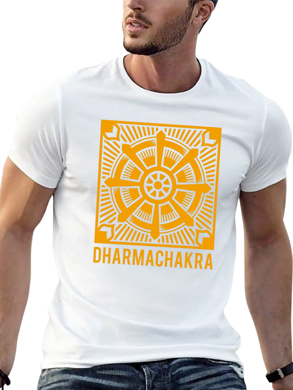 Dharmachakra Wheel Graphic Tee - Black Cotton T-Shirt
