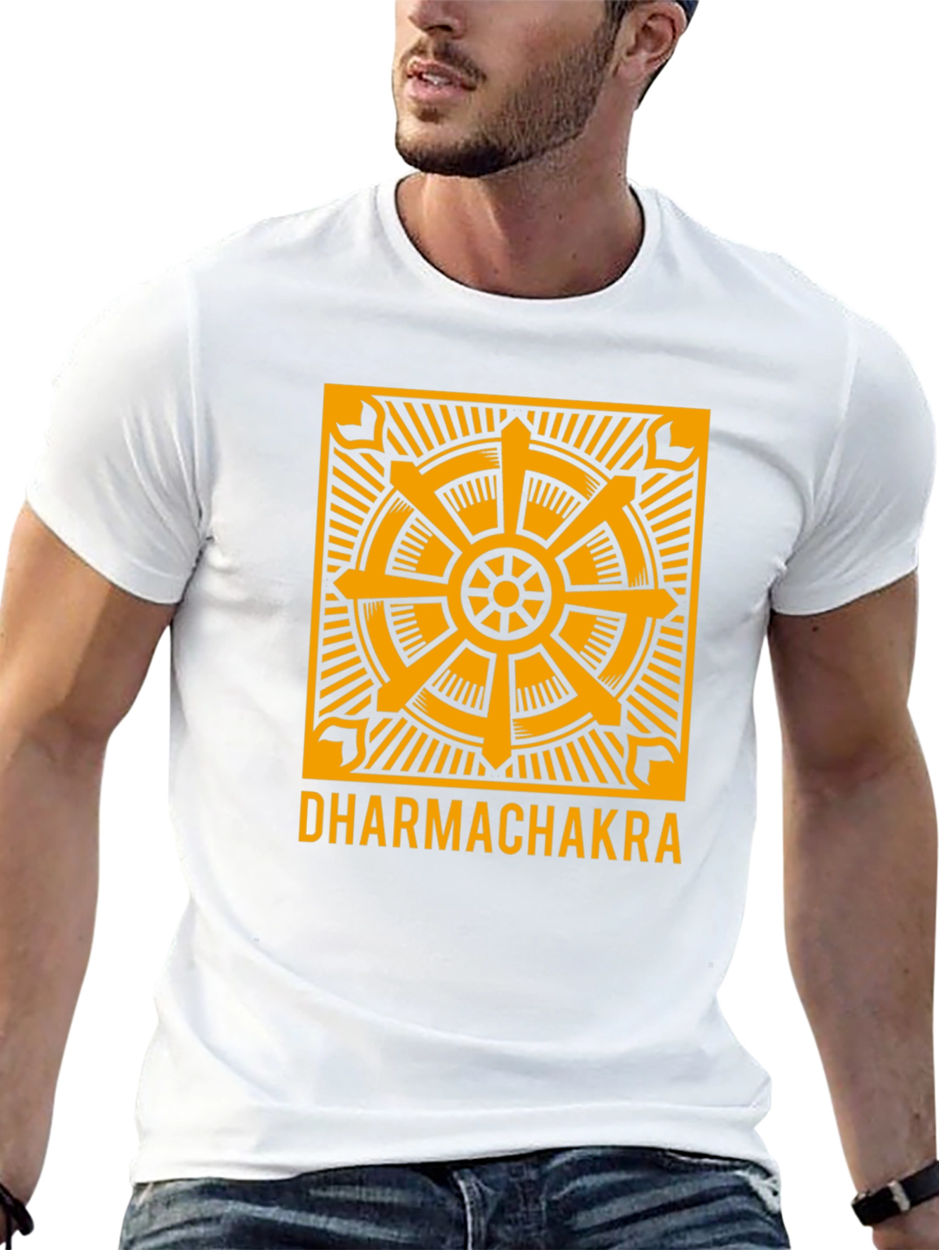 Dharmachakra Wheel Graphic Tee - Black Cotton T-Shirt