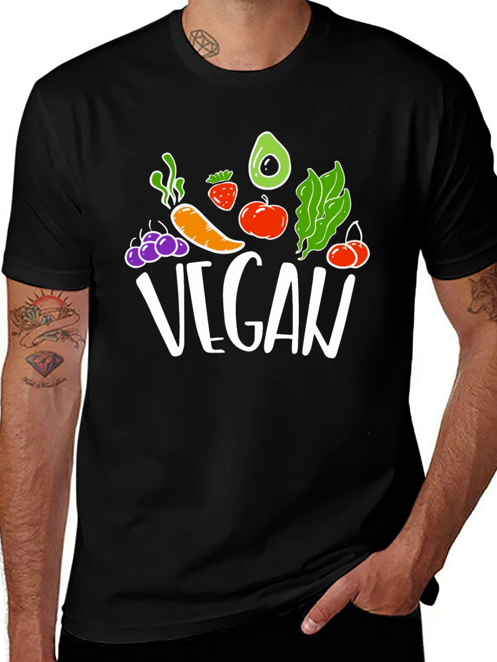 Vegan T-Shirt: Fruits & Vegetables Design