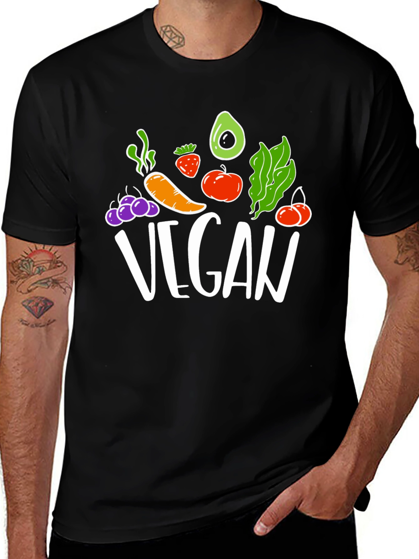 Vegan T-Shirt: Fruits & Vegetables Design