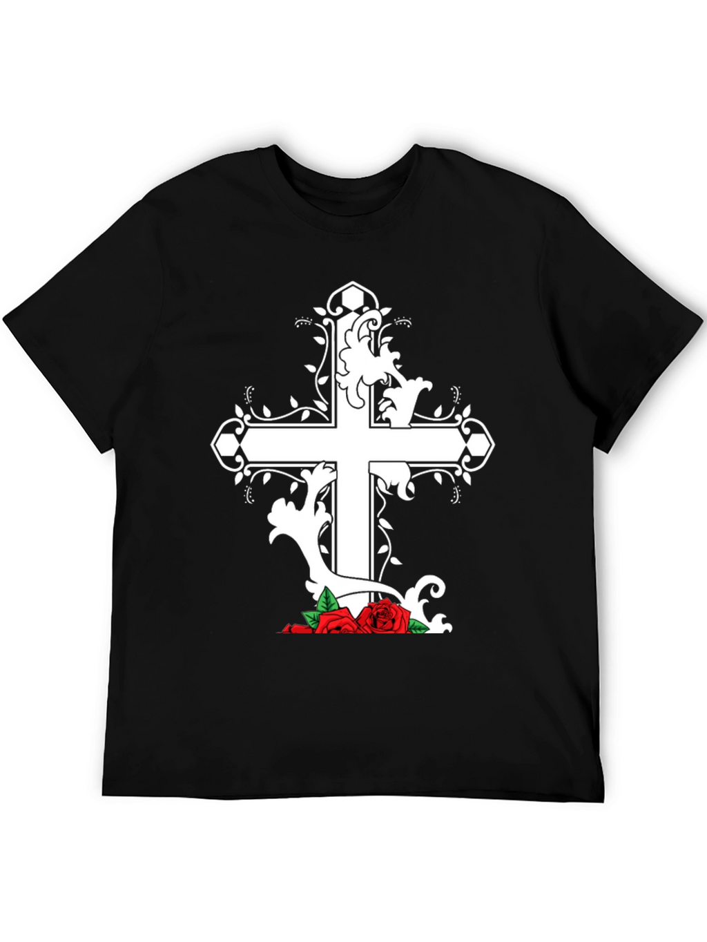 Cross and Roses Graphic T-Shirt