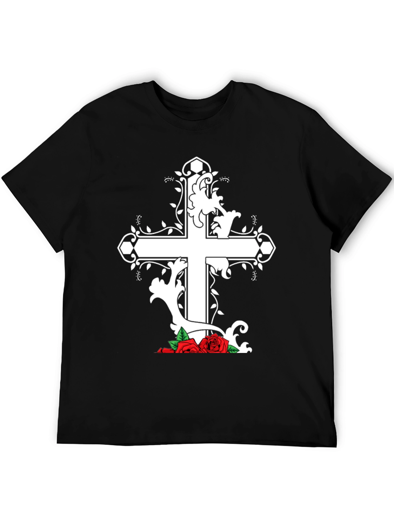 Cross and Roses Graphic T-Shirt