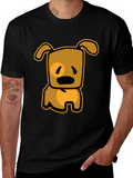 Cartoon Dog Graphic T-Shirt - Black