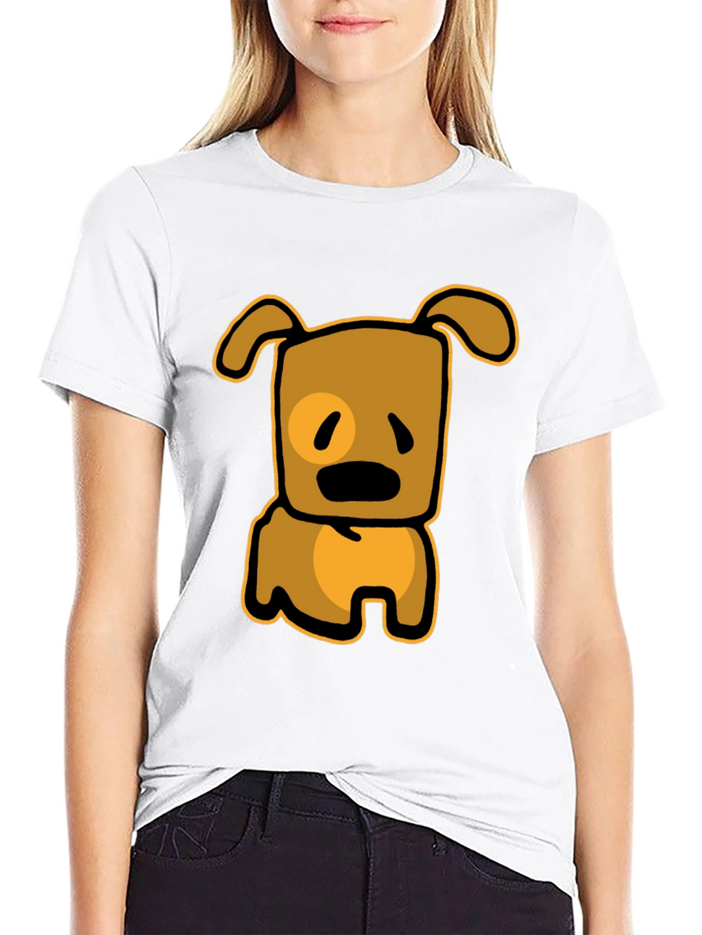 Cartoon Dog Graphic T-Shirt - Black