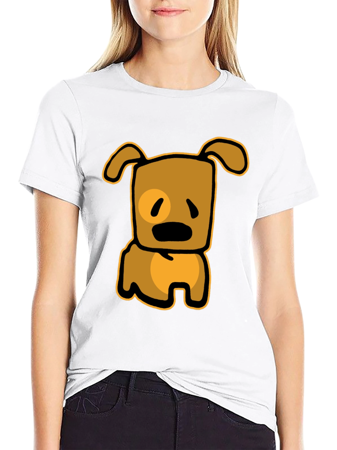 Cartoon Dog Graphic T-Shirt - Black