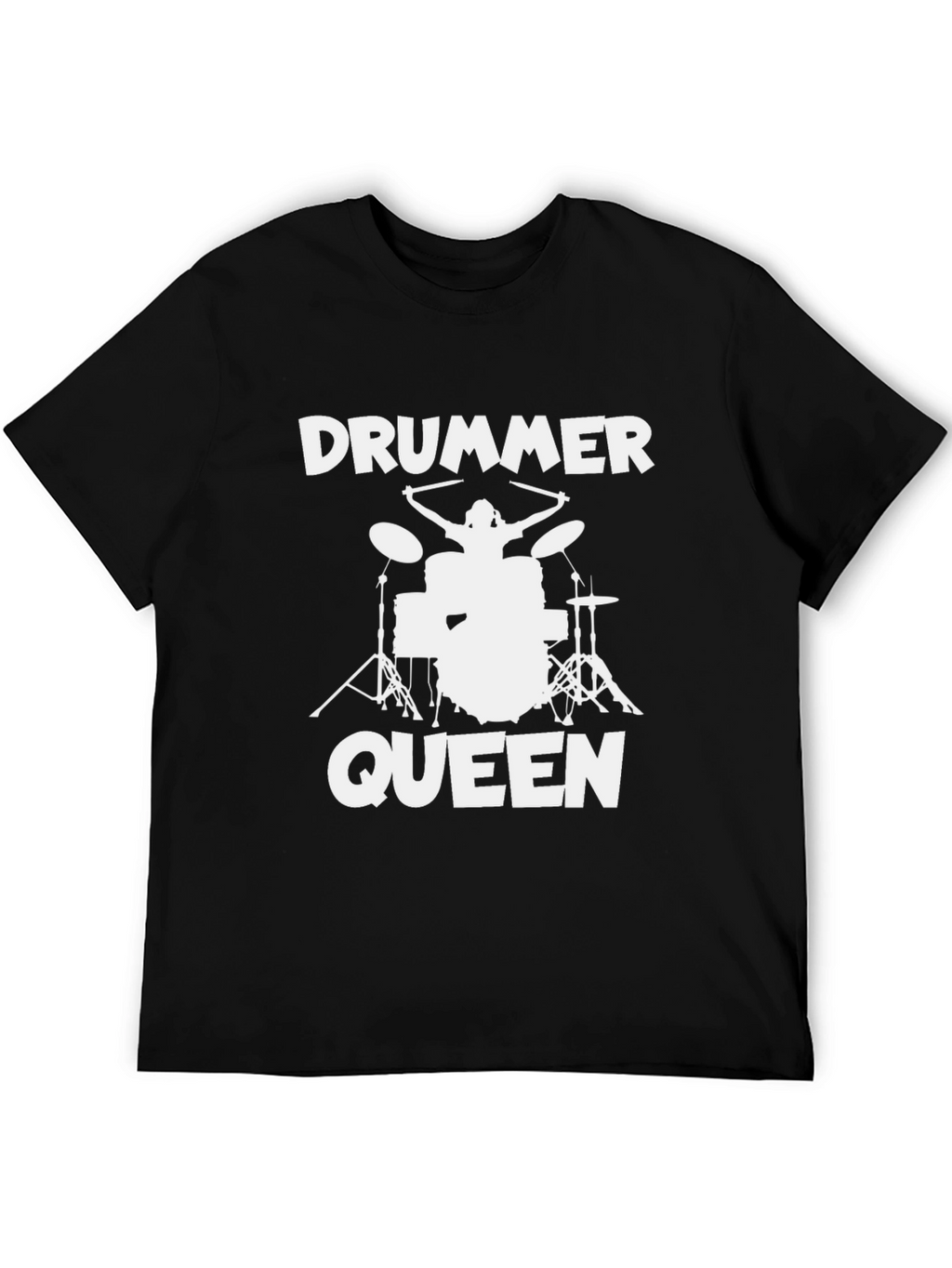 Drummer Queen Black T-Shirt - Music Lover Tee