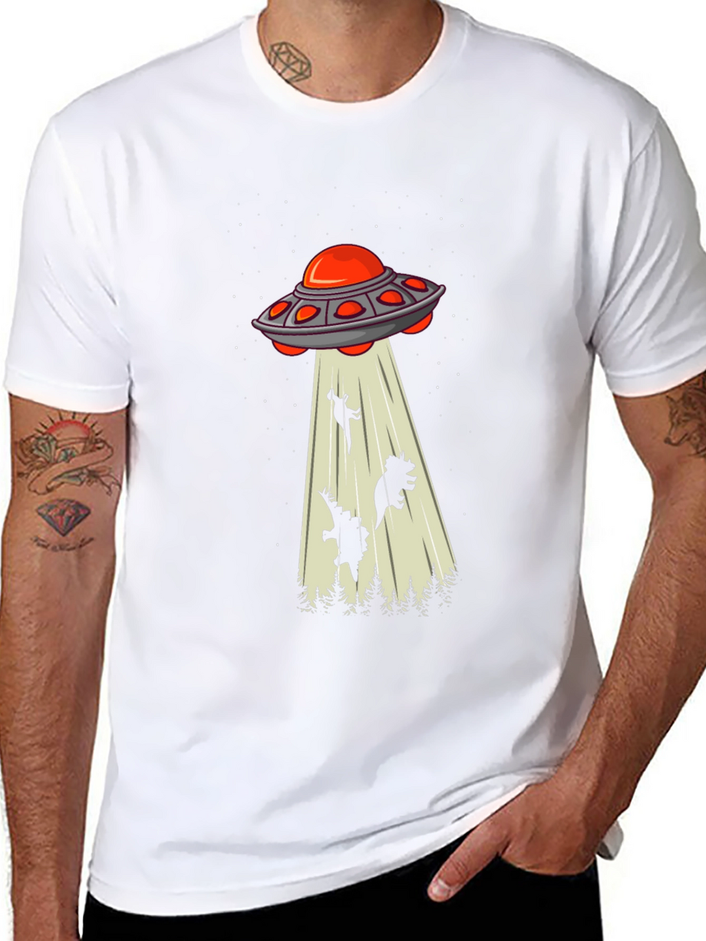 Alien Abduction T-Shirt - Dinosaur Silhouette