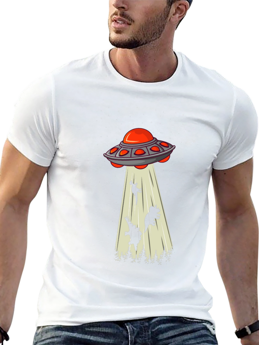 Alien Abduction T-Shirt - Dinosaur Silhouette