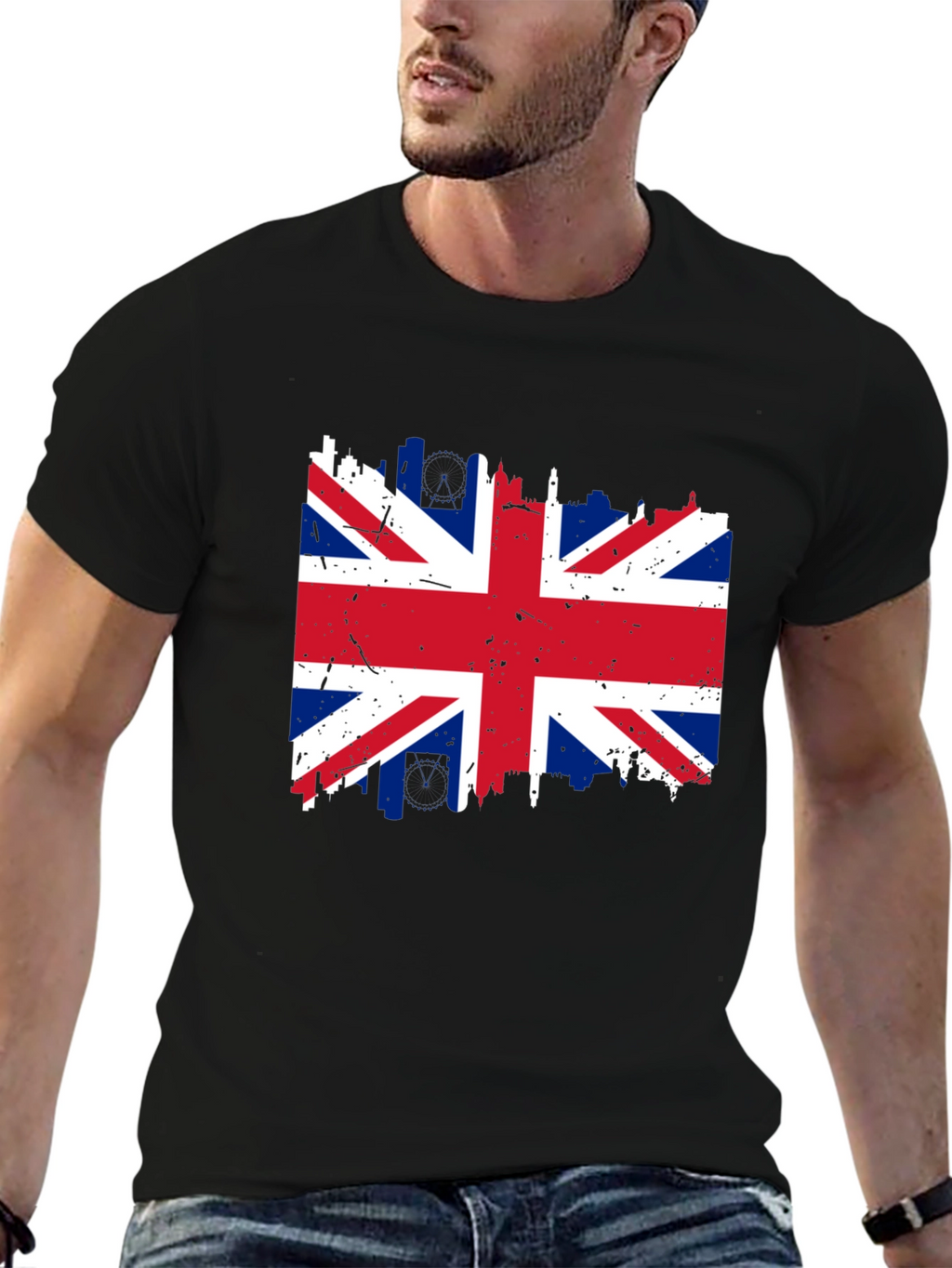 Union Jack Flag Graphic T-Shirt - Distressed Print