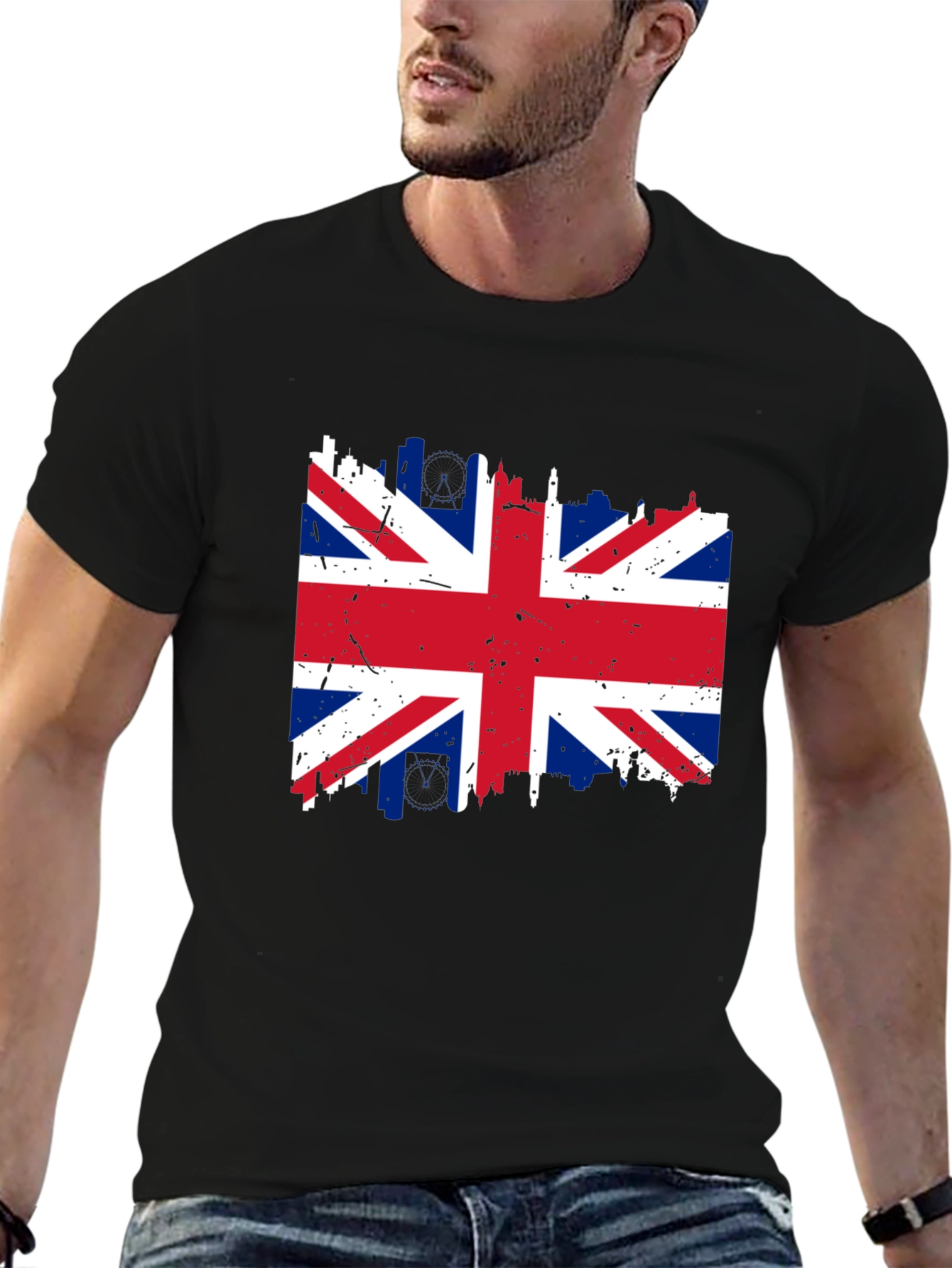 Union Jack Flag Graphic T-Shirt - Distressed Print
