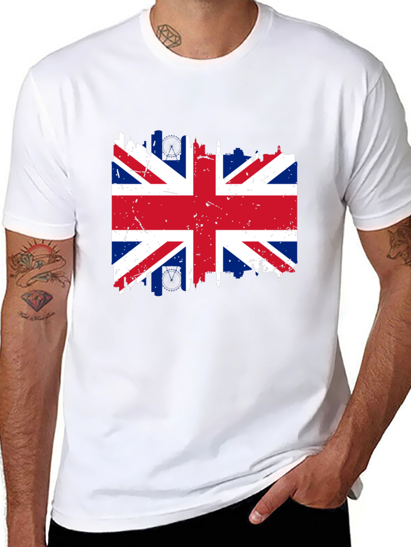 Union Jack Flag Graphic T-Shirt - Distressed Print