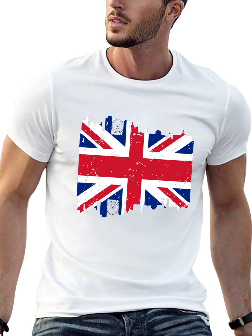Union Jack Flag Graphic T-Shirt - Distressed Print