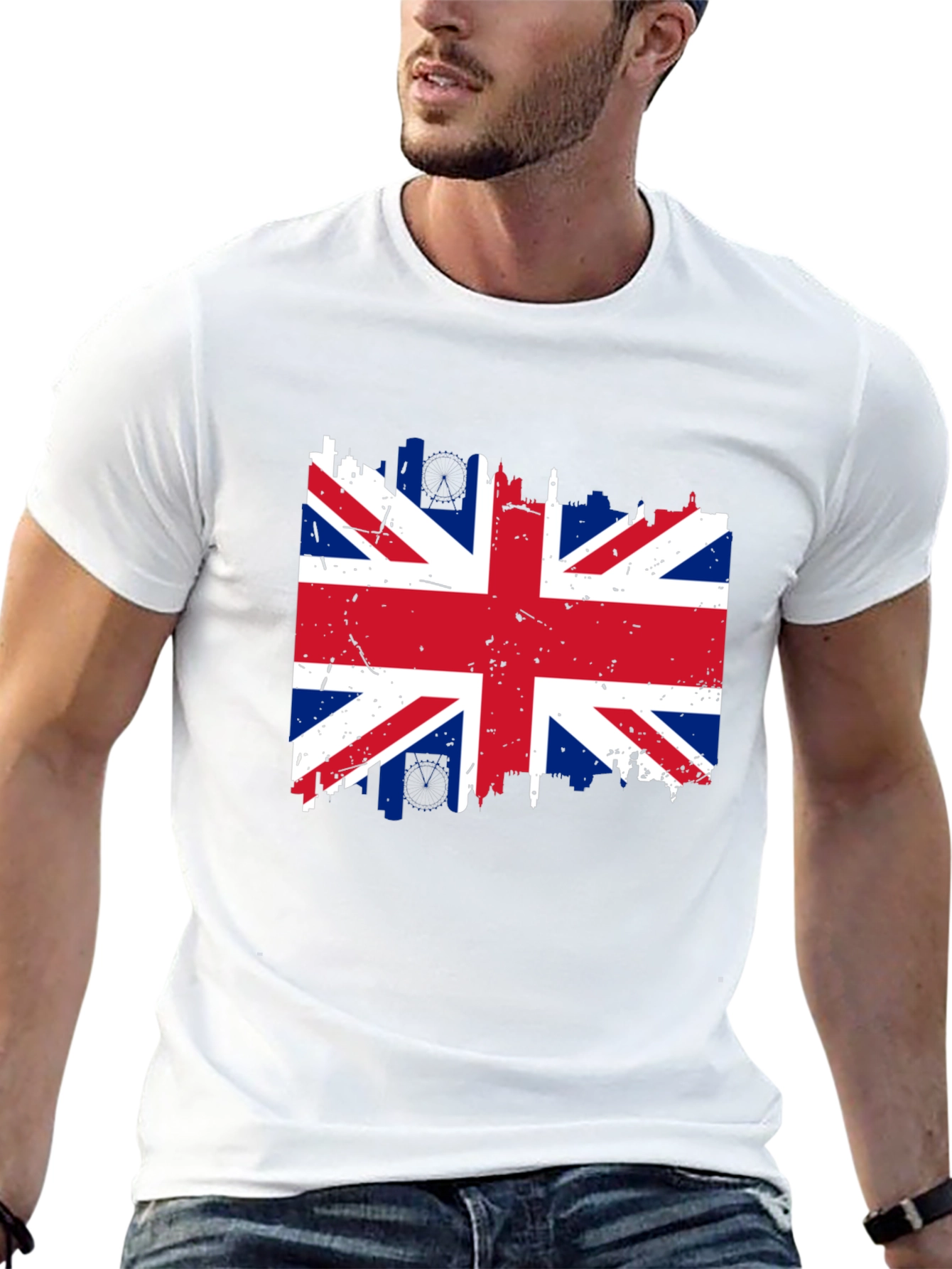Union Jack Flag Graphic T-Shirt - Distressed Print