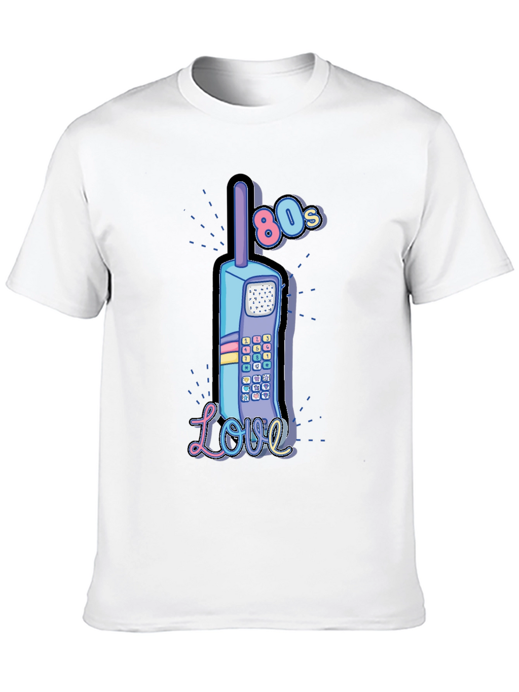 Retro 80s Cell Phone Love Graphic T-Shirt