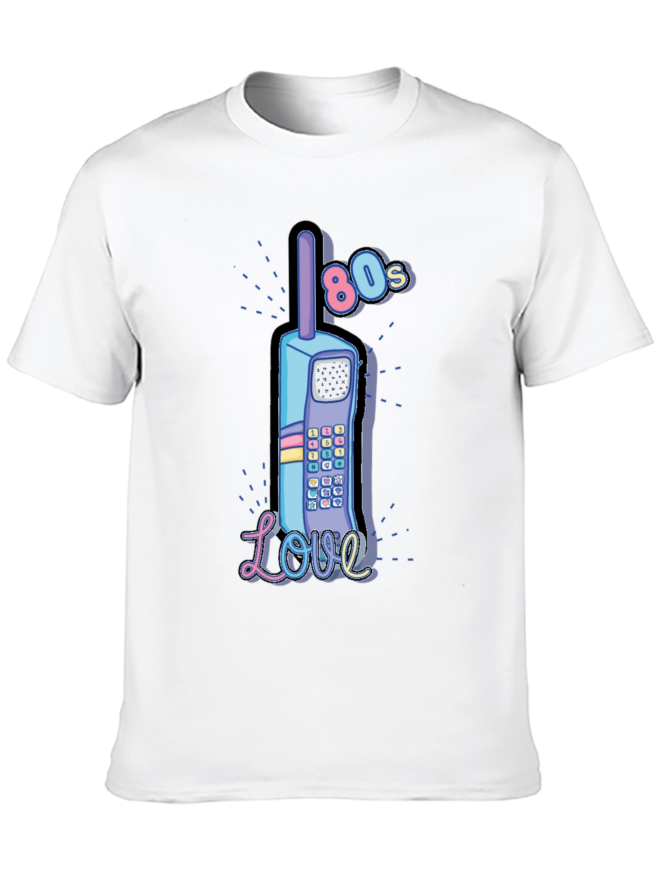Retro 80s Cell Phone Love Graphic T-Shirt