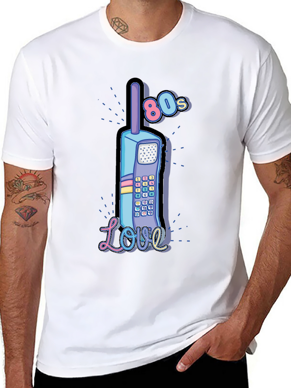 Retro 80s Cell Phone Love Graphic T-Shirt