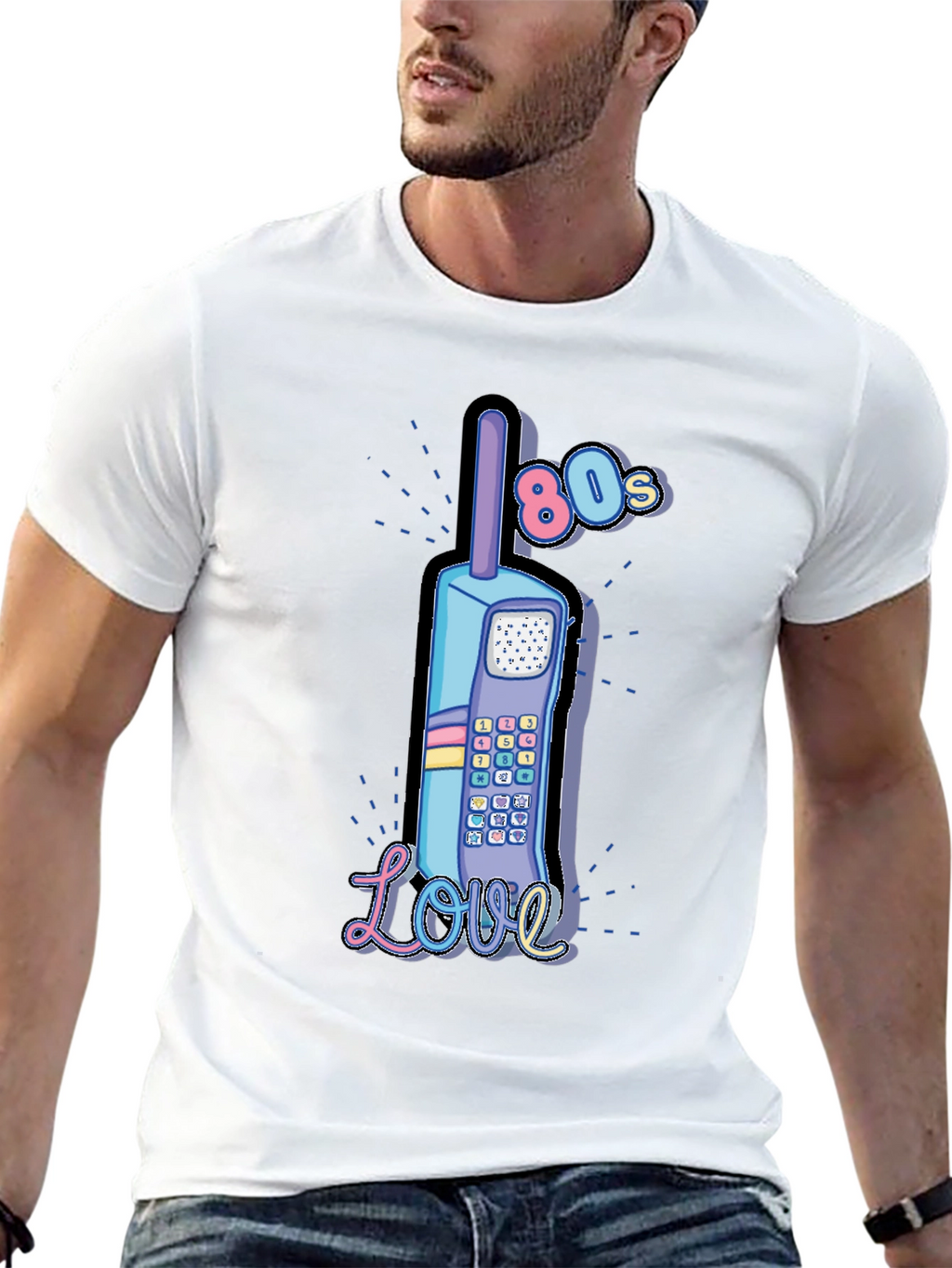 Retro 80s Cell Phone Love Graphic T-Shirt