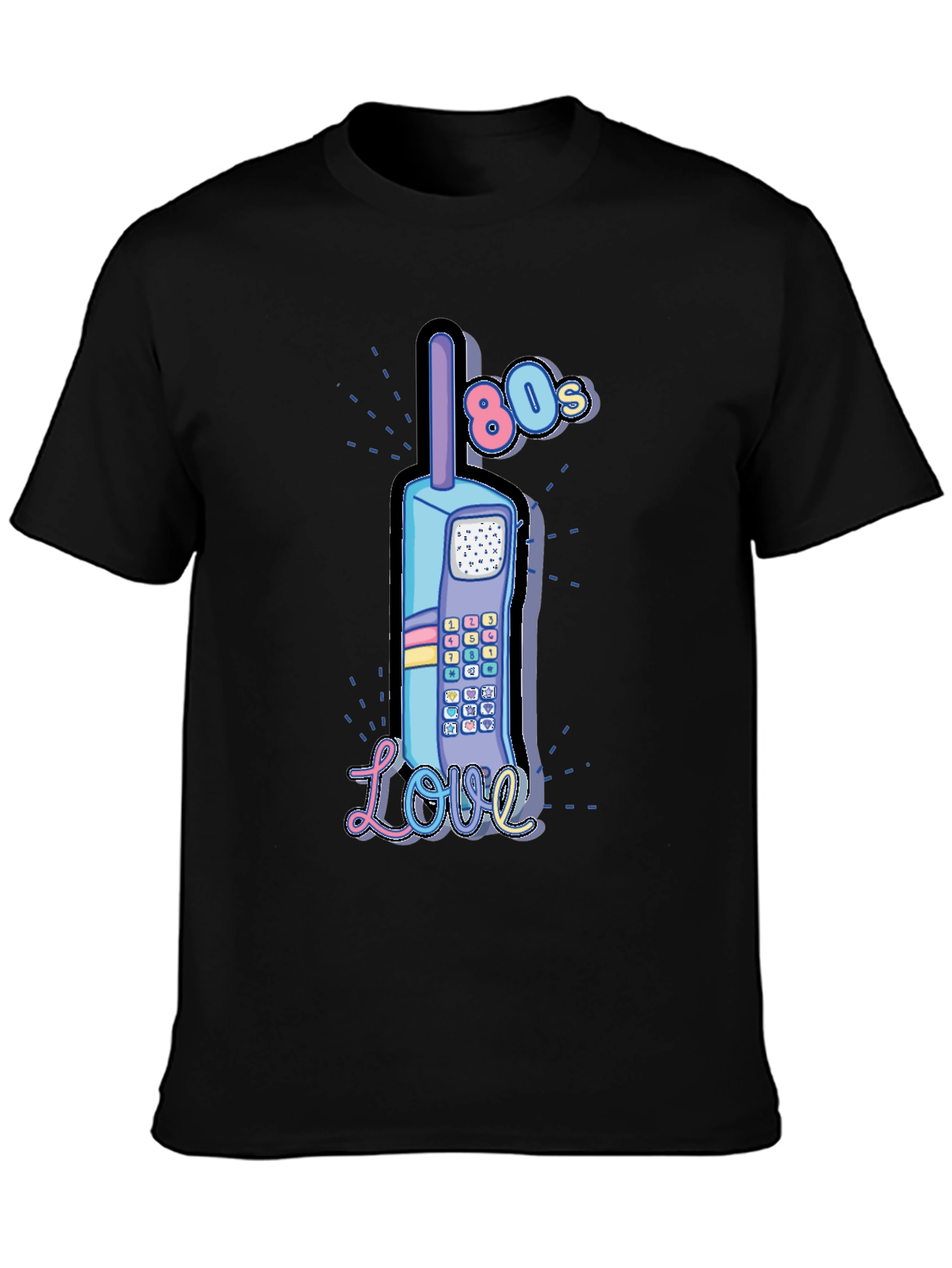 Retro 80s Cell Phone Love Graphic T-Shirt