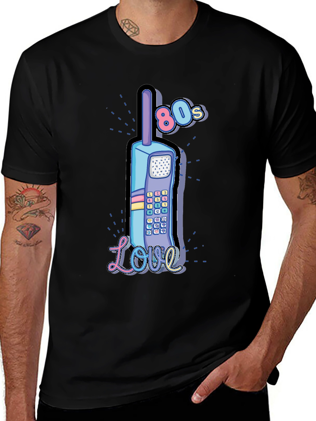 Retro 80s Cell Phone Love Graphic T-Shirt