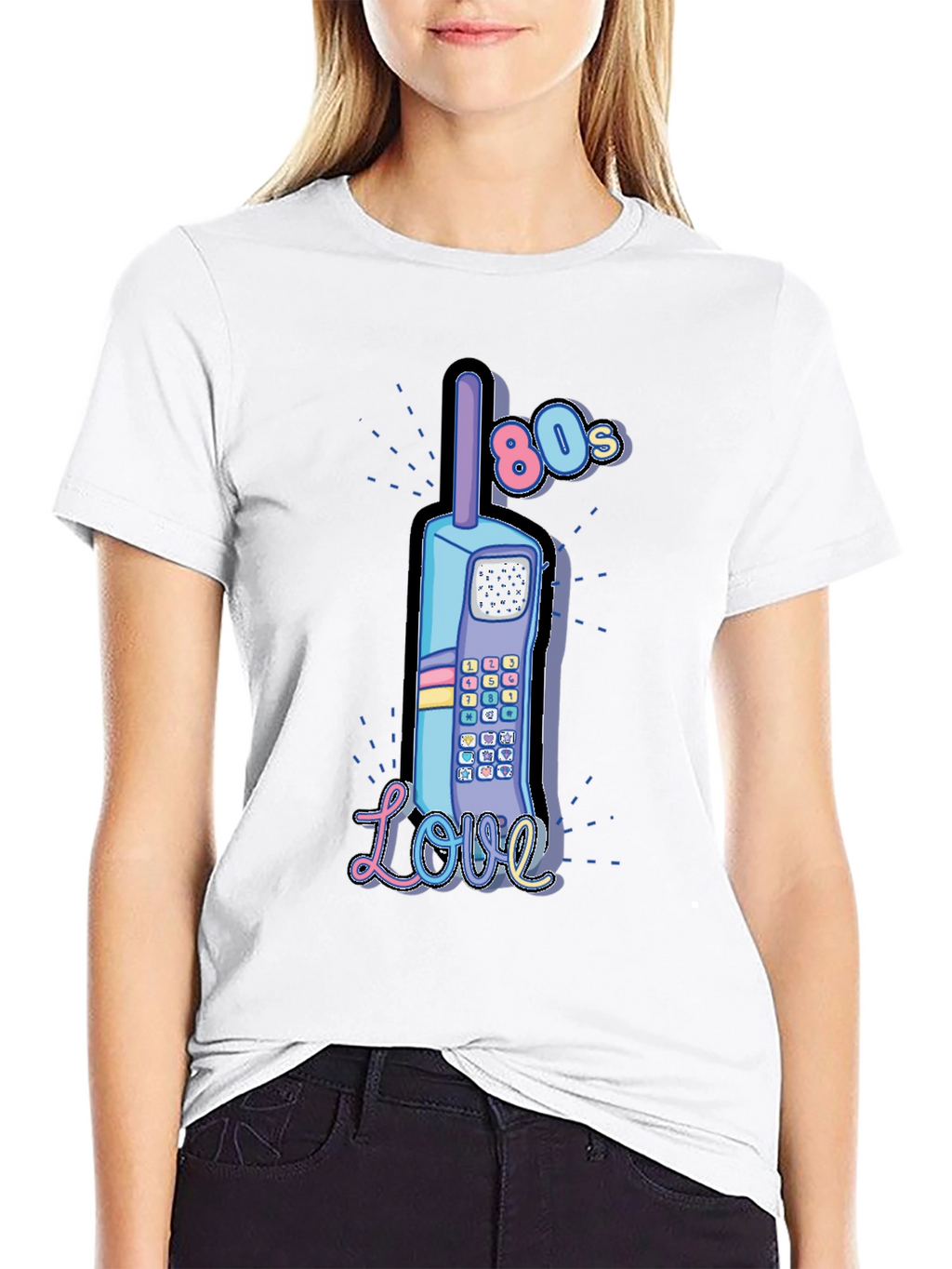 Retro 80s Cell Phone Love Graphic T-Shirt