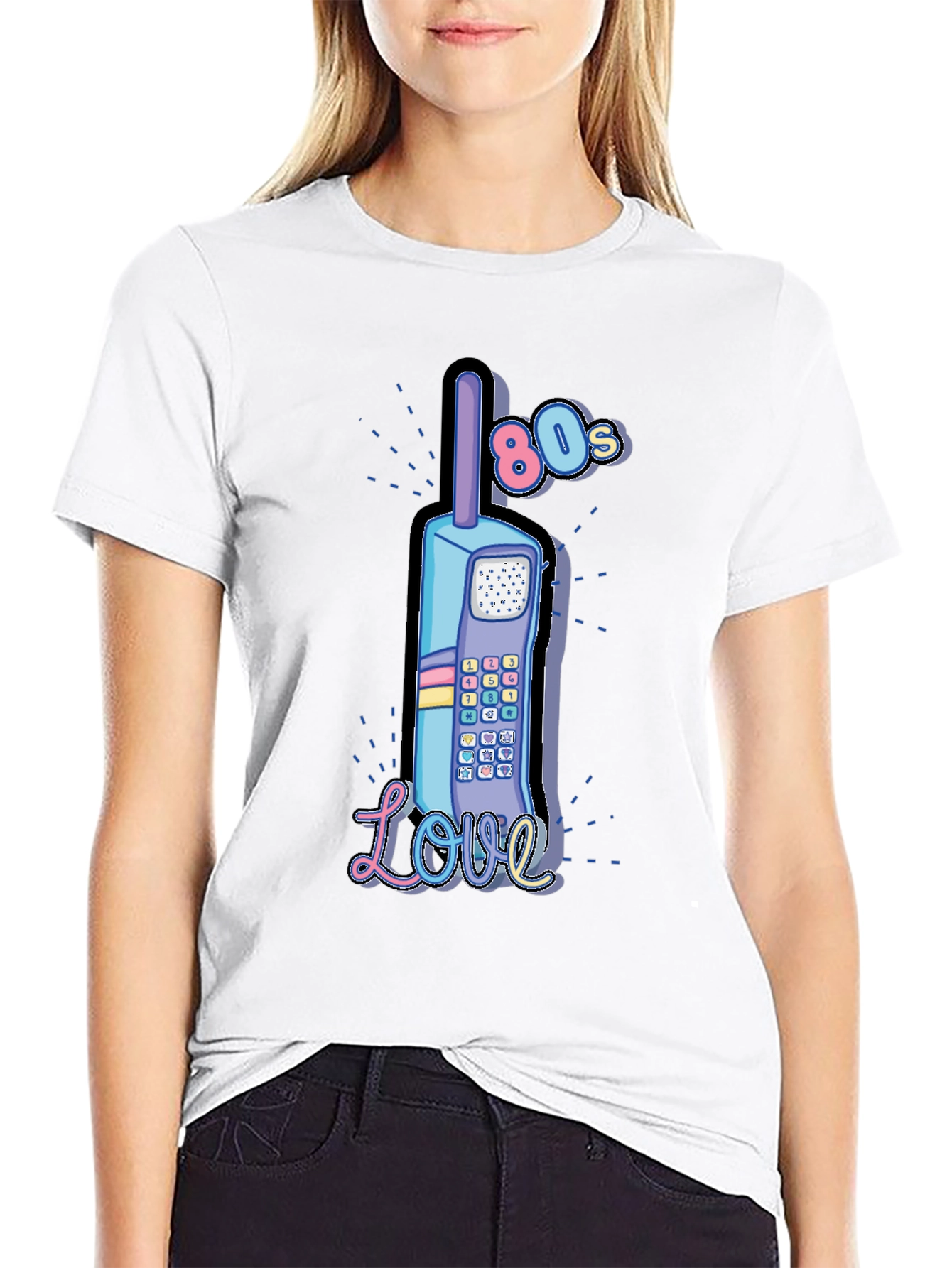Retro 80s Cell Phone Love Graphic T-Shirt