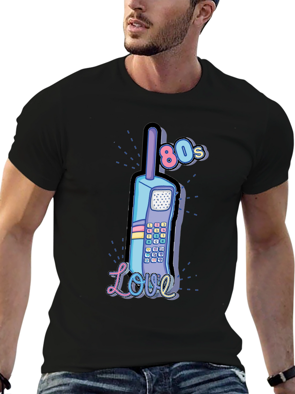 Retro 80s Cell Phone Love Graphic T-Shirt