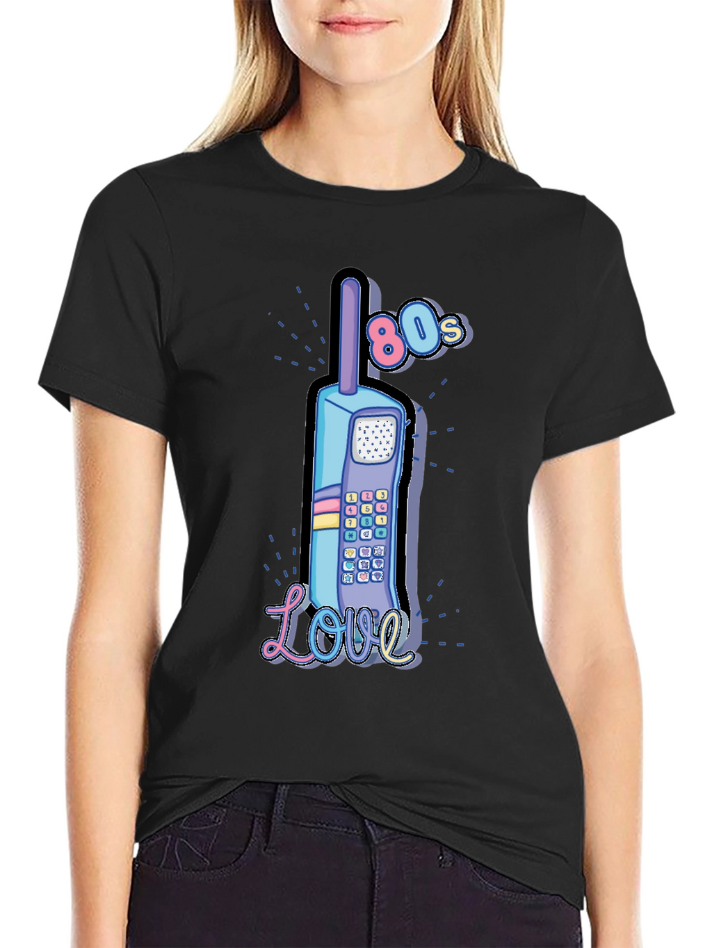 Retro 80s Cell Phone Love Graphic T-Shirt