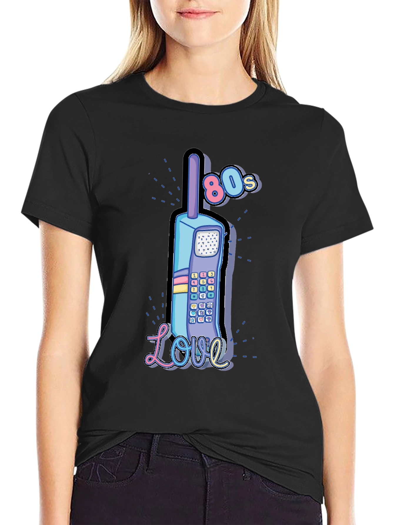 Retro 80s Cell Phone Love Graphic T-Shirt