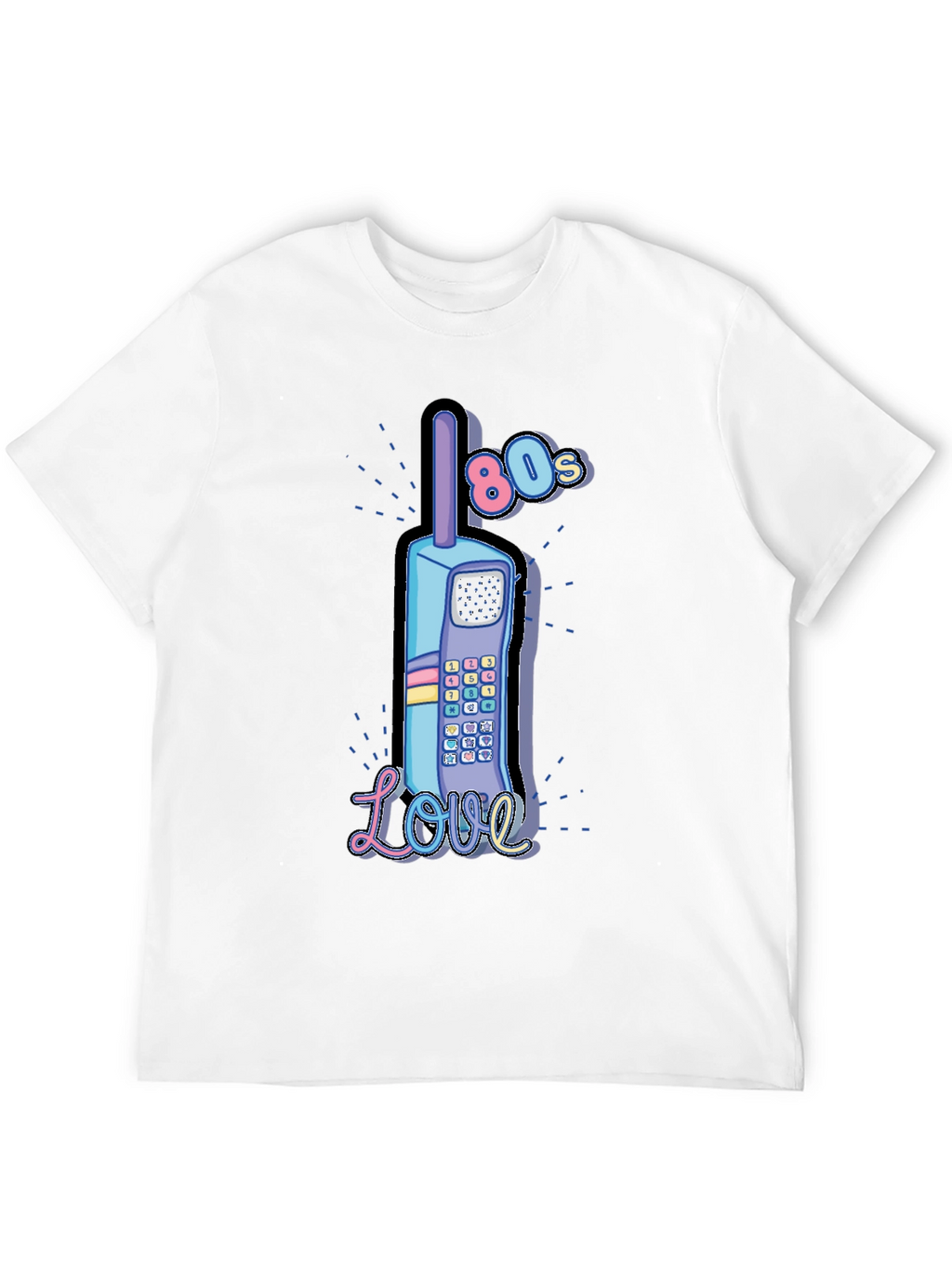 Retro 80s Cell Phone Love Graphic T-Shirt