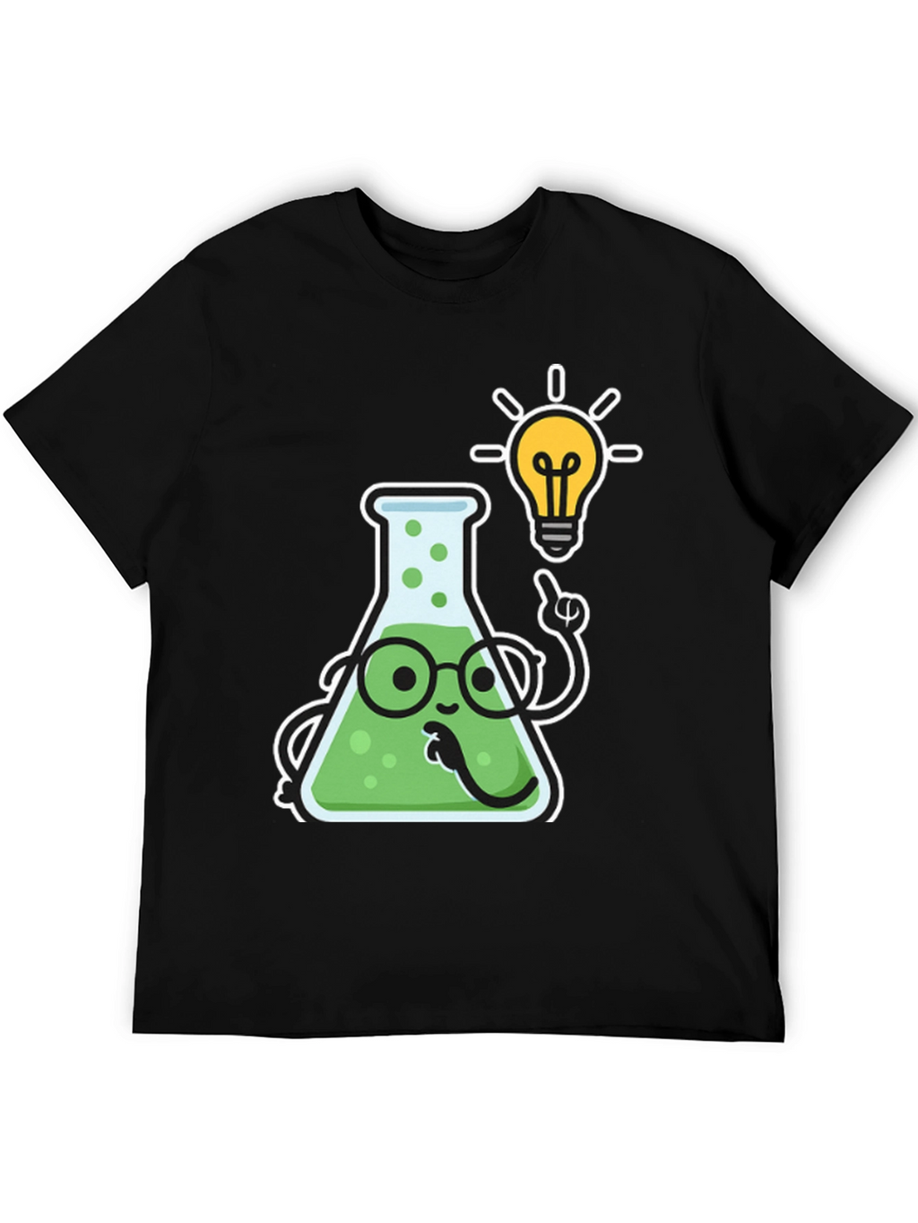 Scientist Flask Cartoon T-Shirt - Black Cotton Blend