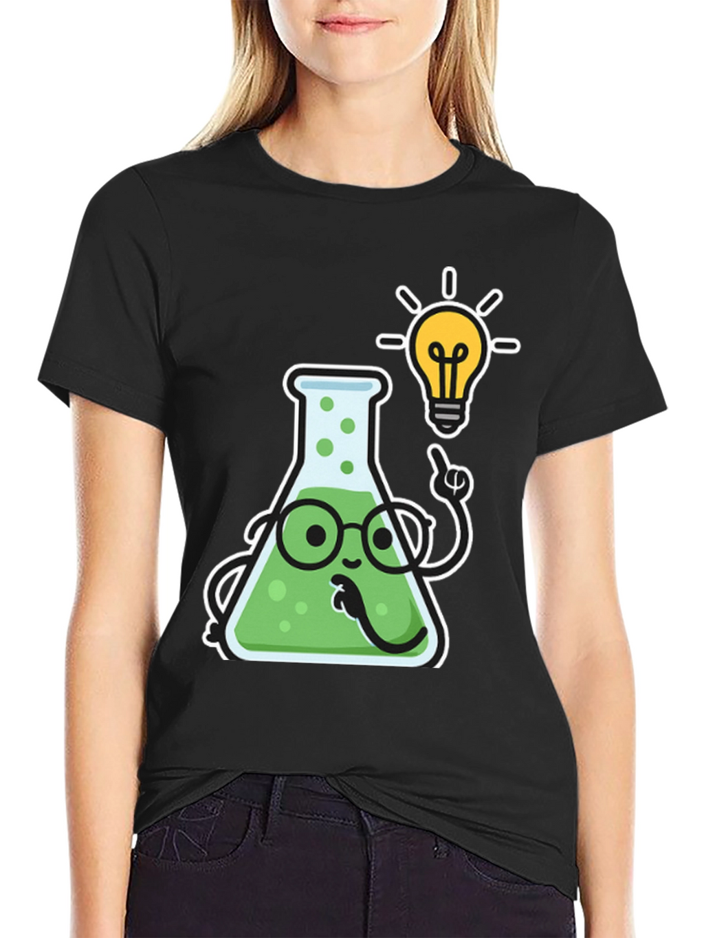 Scientist Flask Cartoon T-Shirt - Black Cotton Blend