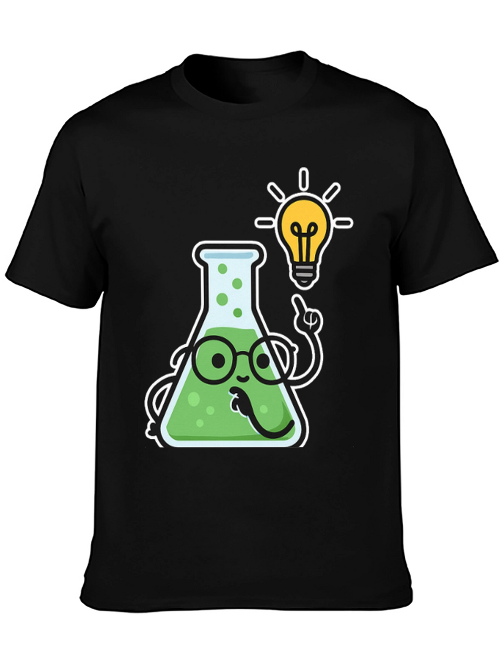 Scientist Flask Cartoon T-Shirt - Black Cotton Blend