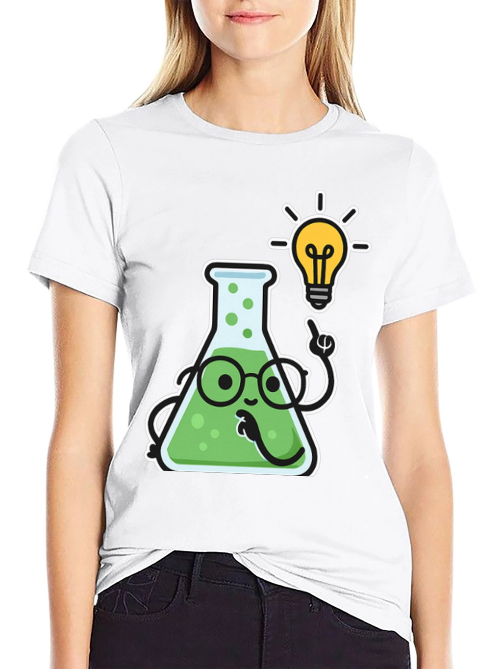 Scientist Flask Cartoon T-Shirt - Black Cotton Blend