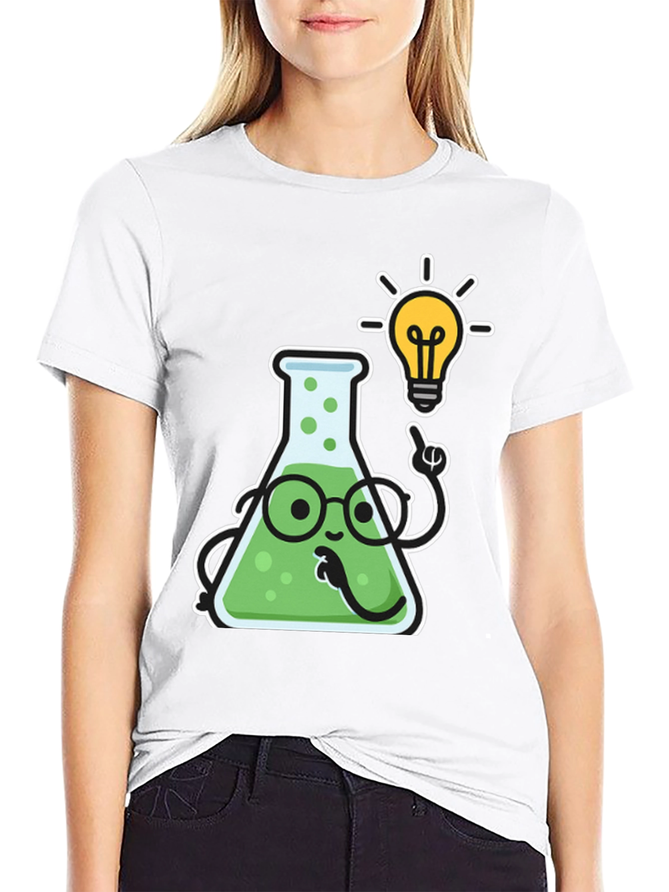 Scientist Flask Cartoon T-Shirt - Black Cotton Blend