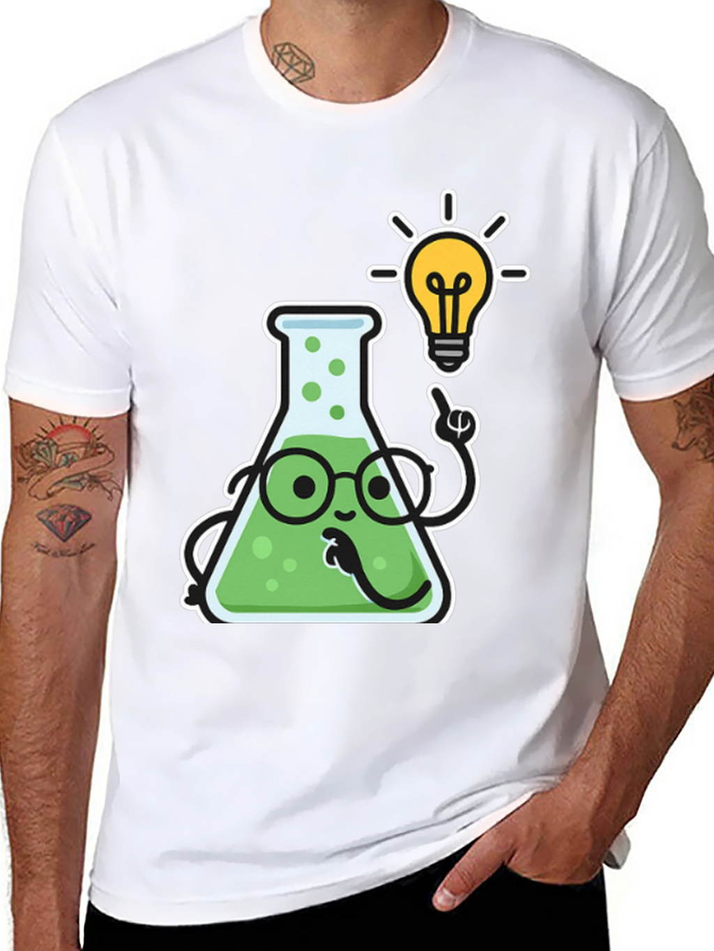 Scientist Flask Cartoon T-Shirt - Black Cotton Blend