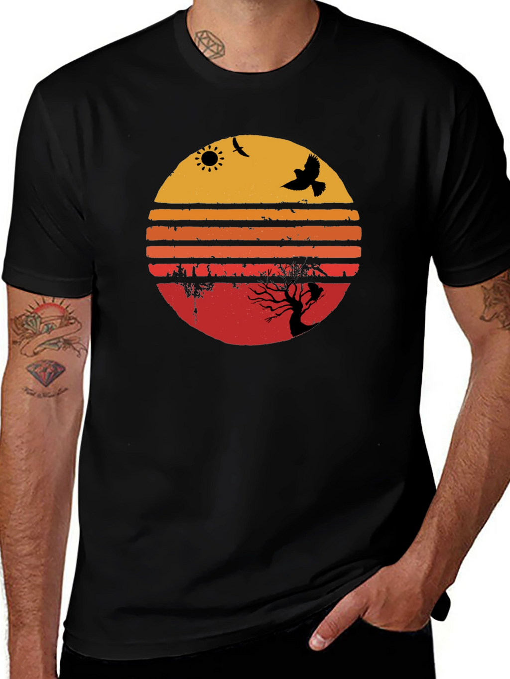 Sunset Bird Silhouette Graphic Tee