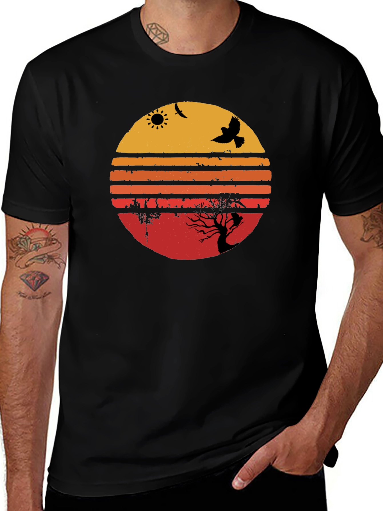 Sunset Bird Silhouette Graphic Tee