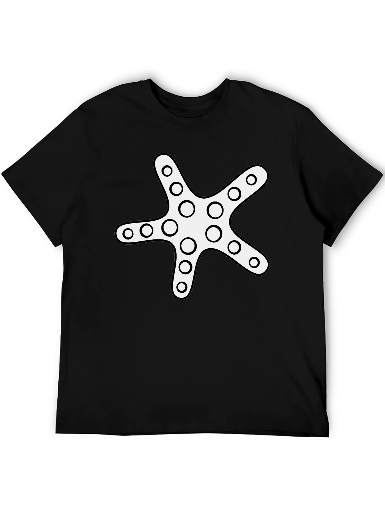 Starfish Graphic Tee - Black Cotton Casual Shirt