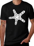 Starfish Graphic Tee - Black Cotton Casual Shirt