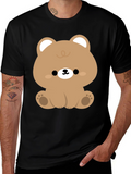 Cute Kawaii Bear Graphic Tee - Black