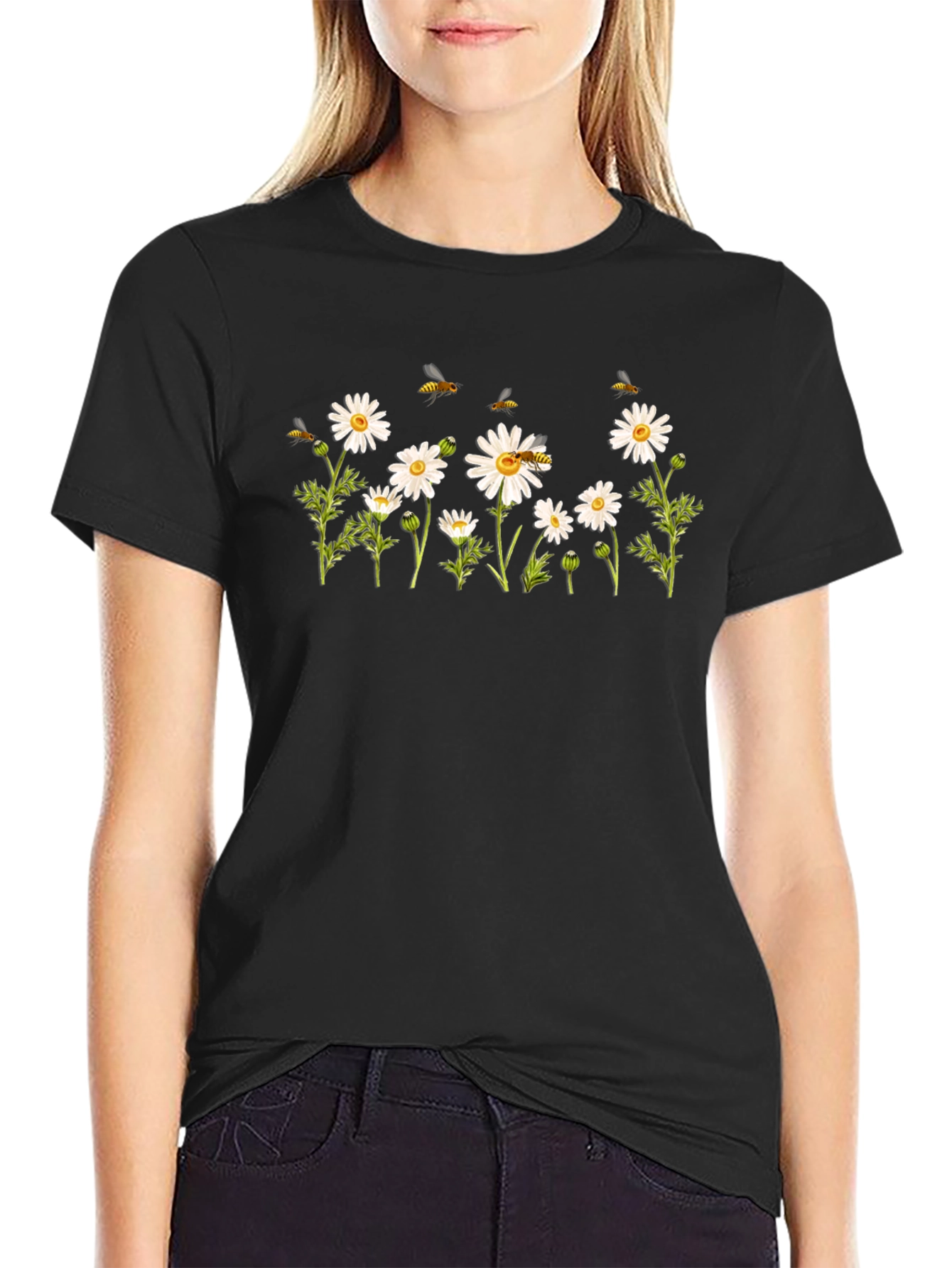 Daisy & Bee Graphic Tee - Classic Black