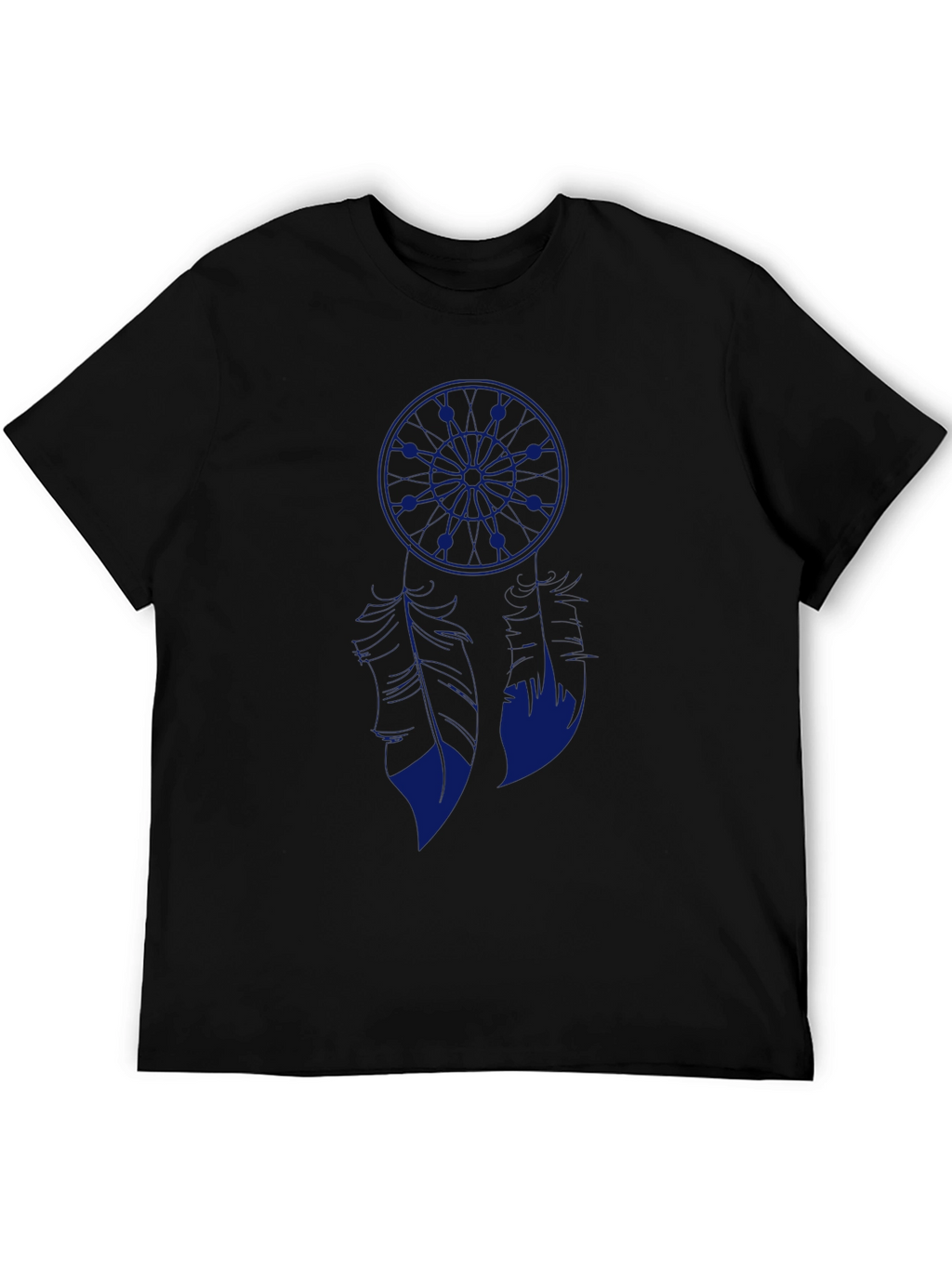 Blue Anime Graphic Print Black T-Shirt