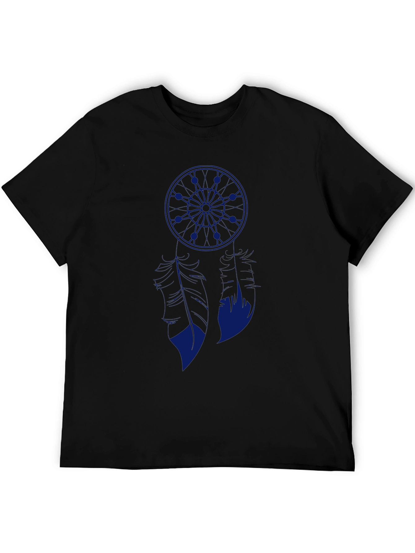 Blue Anime Graphic Print Black T-Shirt