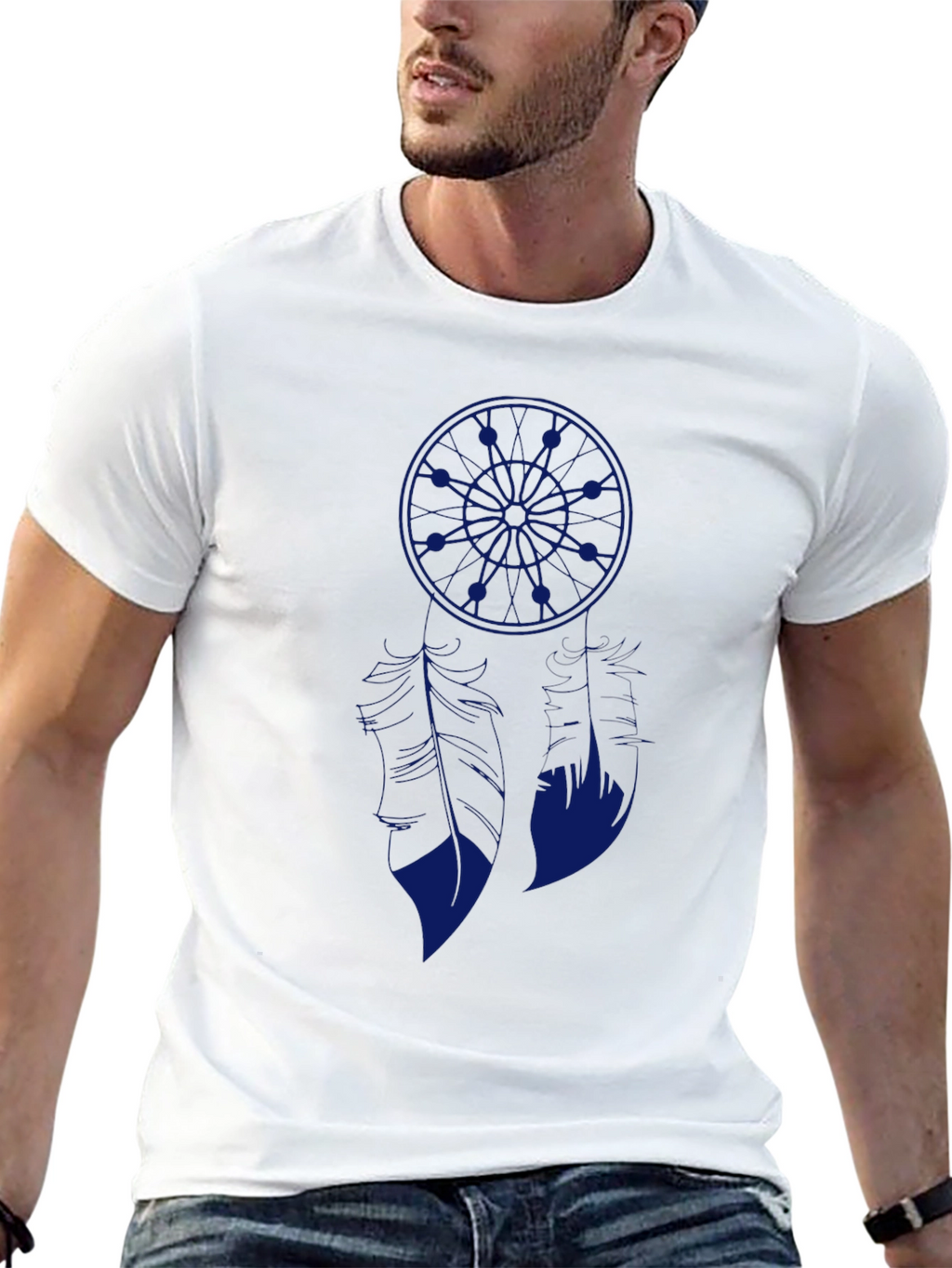 Blue Anime Graphic Print Black T-Shirt
