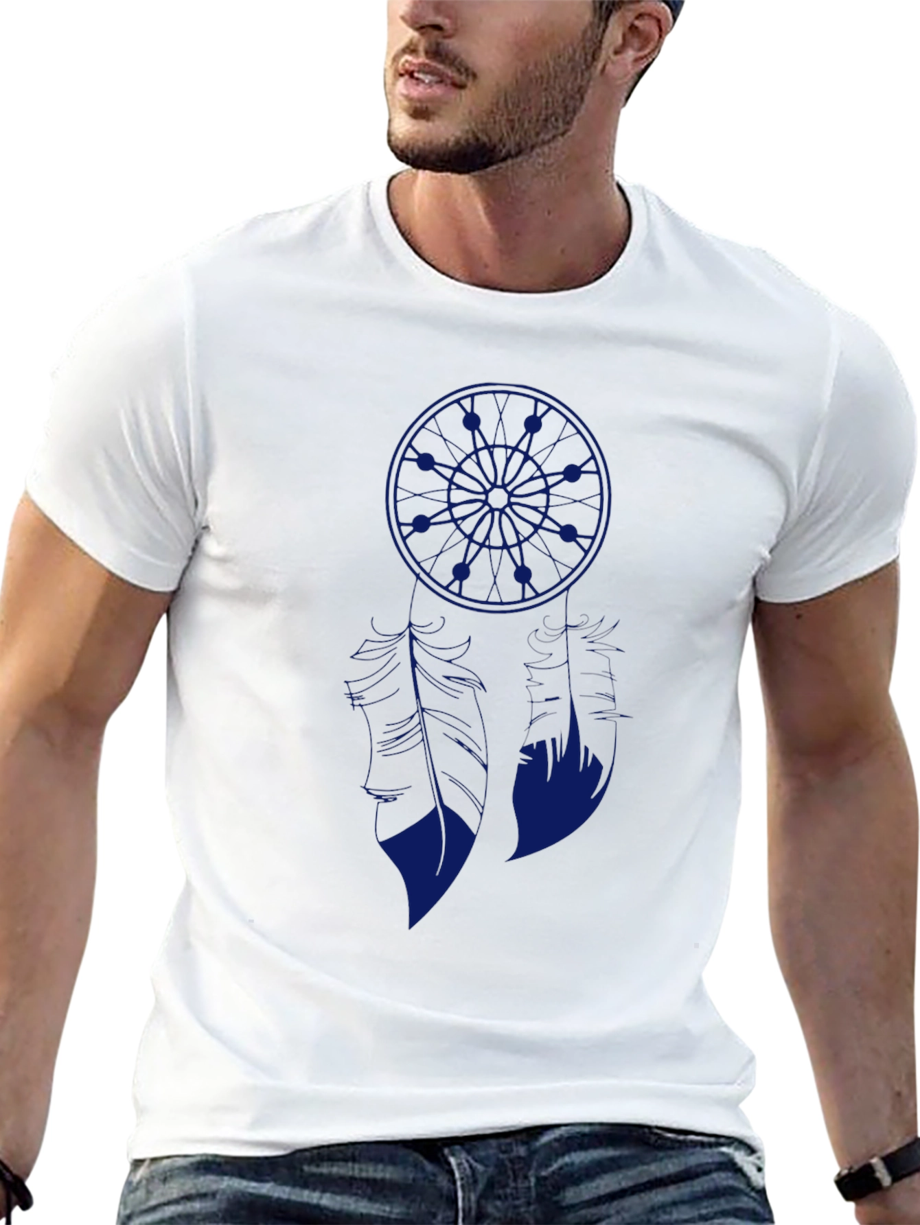 Blue Anime Graphic Print Black T-Shirt