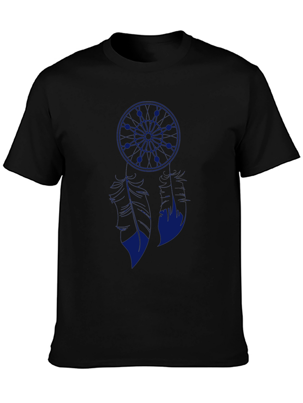 Blue Anime Graphic Print Black T-Shirt